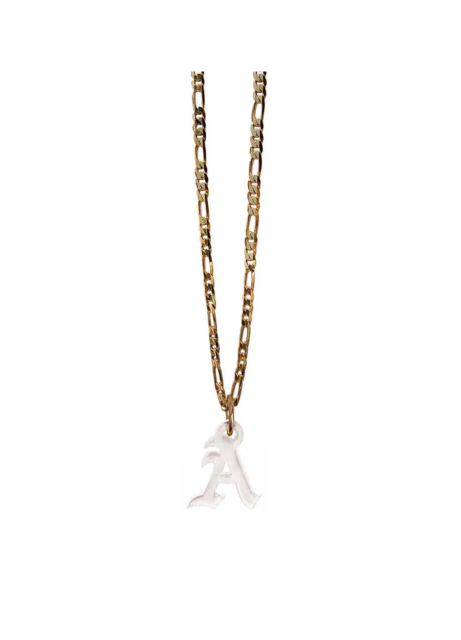 Initial Necklace Clear Acrylic 3/4"