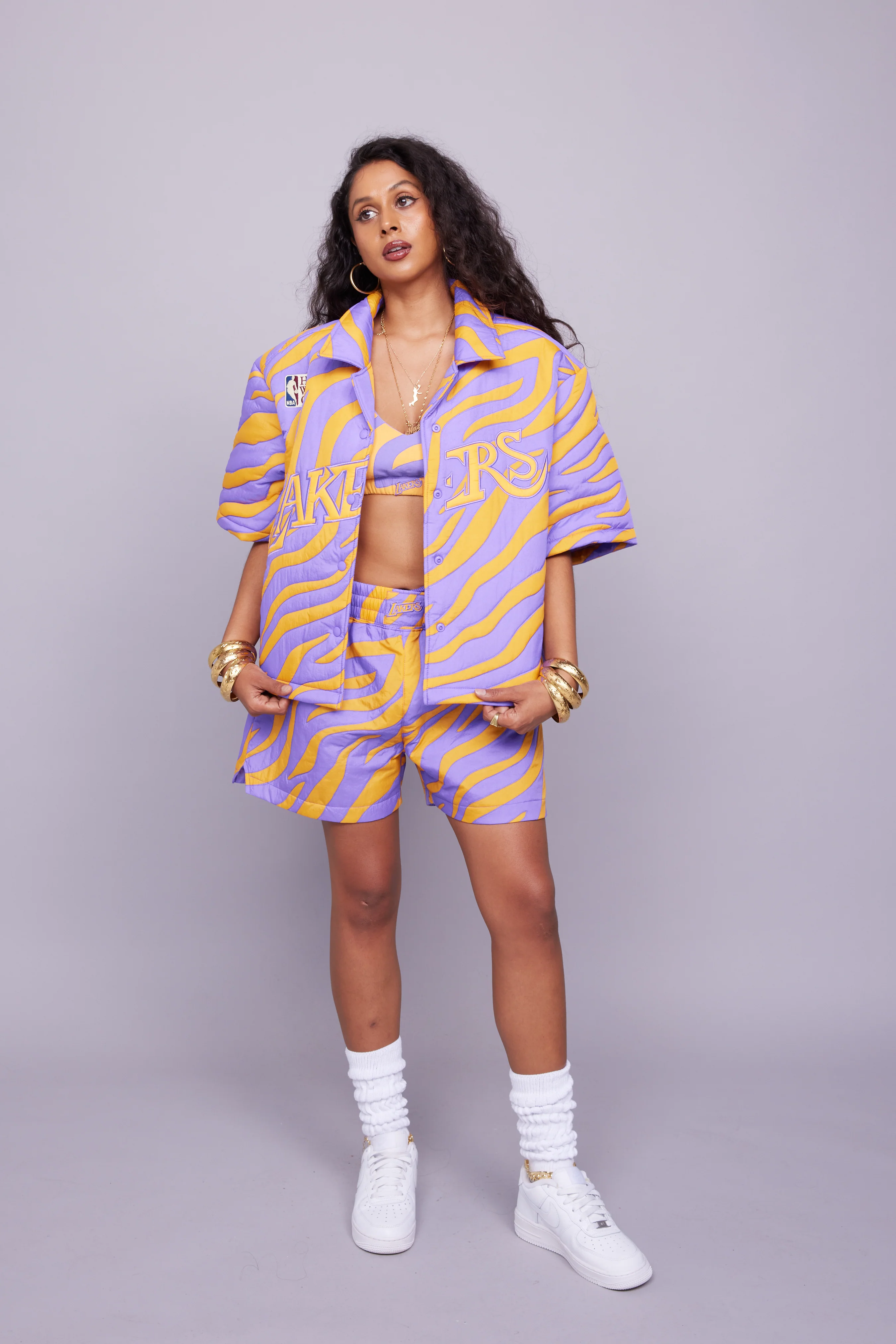 Lakers Nylon Quilted Puffer Shirt - Image 2
