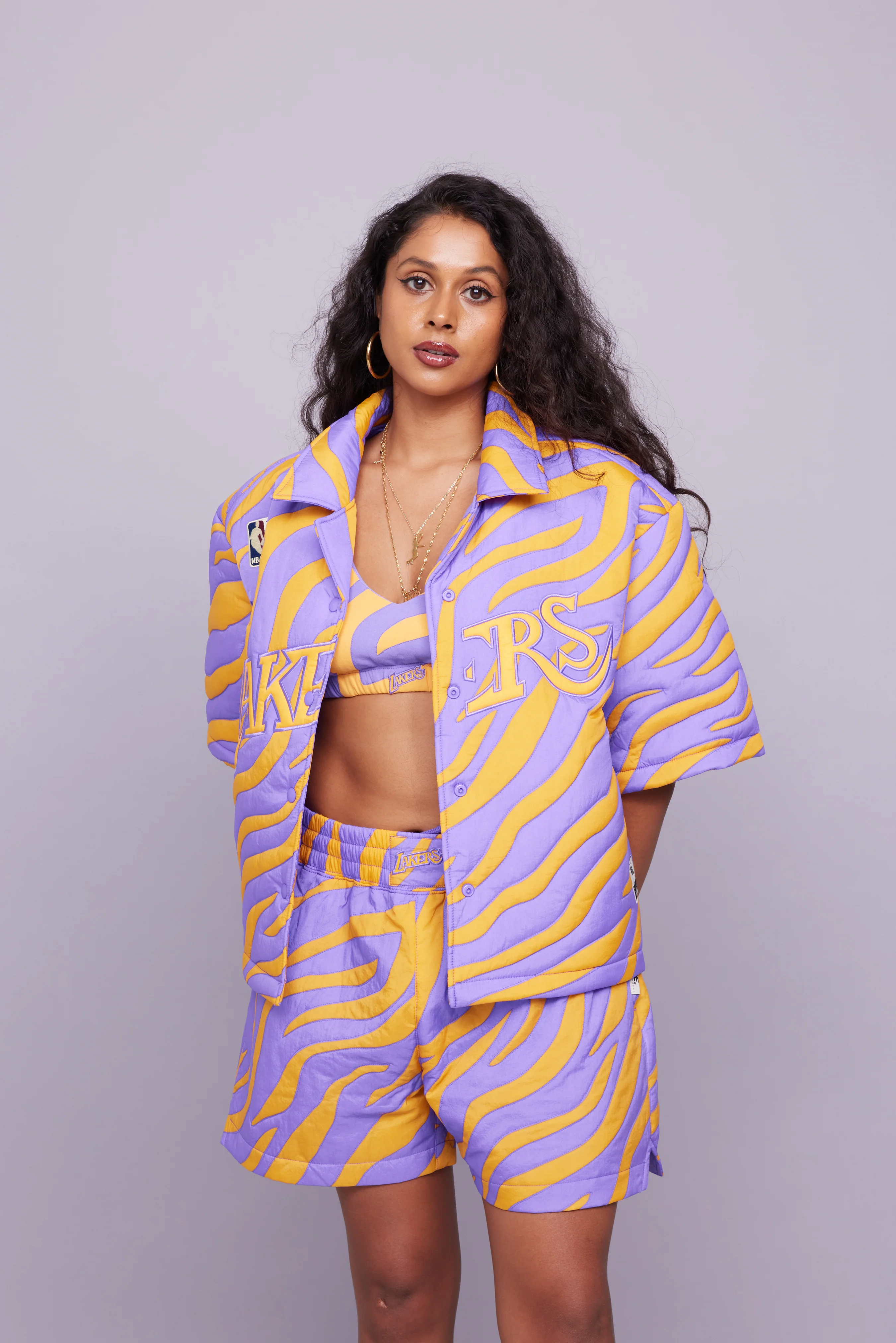 Lakers Nylon Quilted Puffer Shirt - Image 4