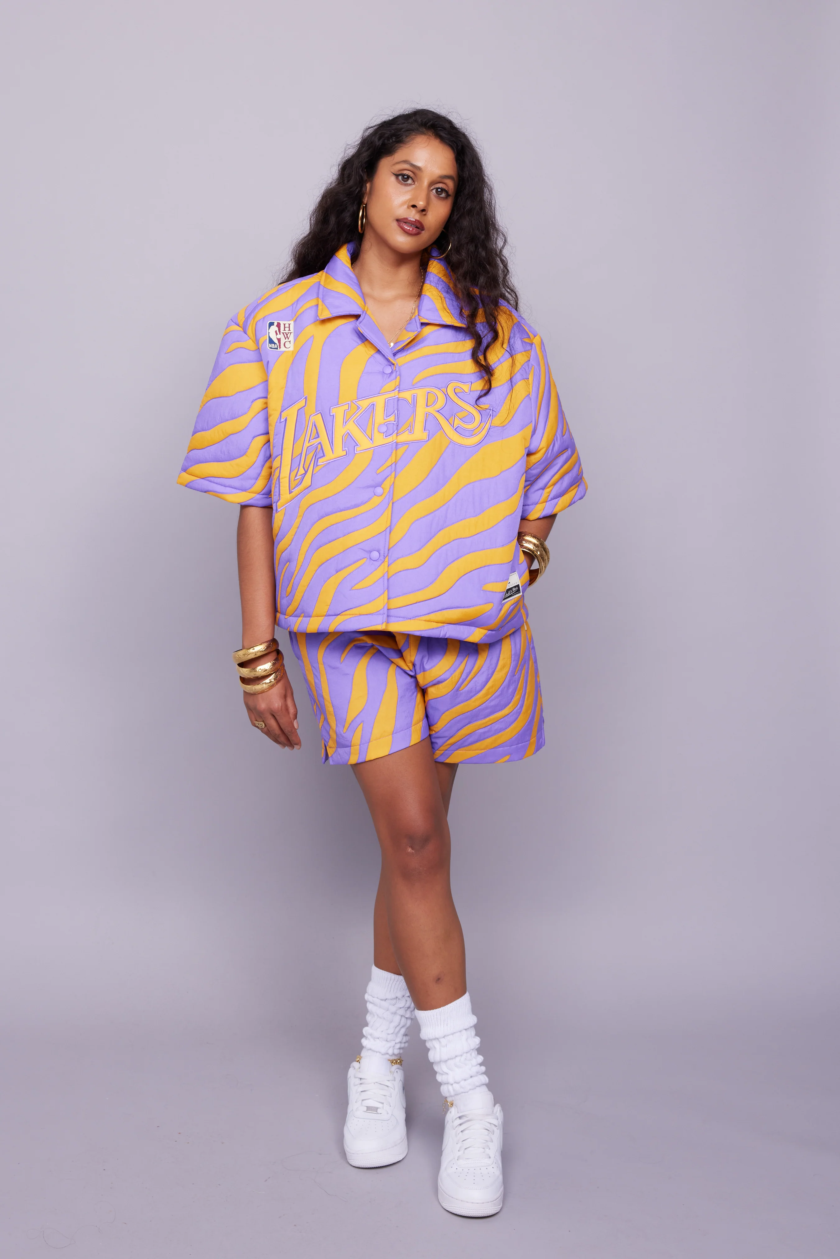 Lakers Nylon Quilted Puffer Shirt - Image 5