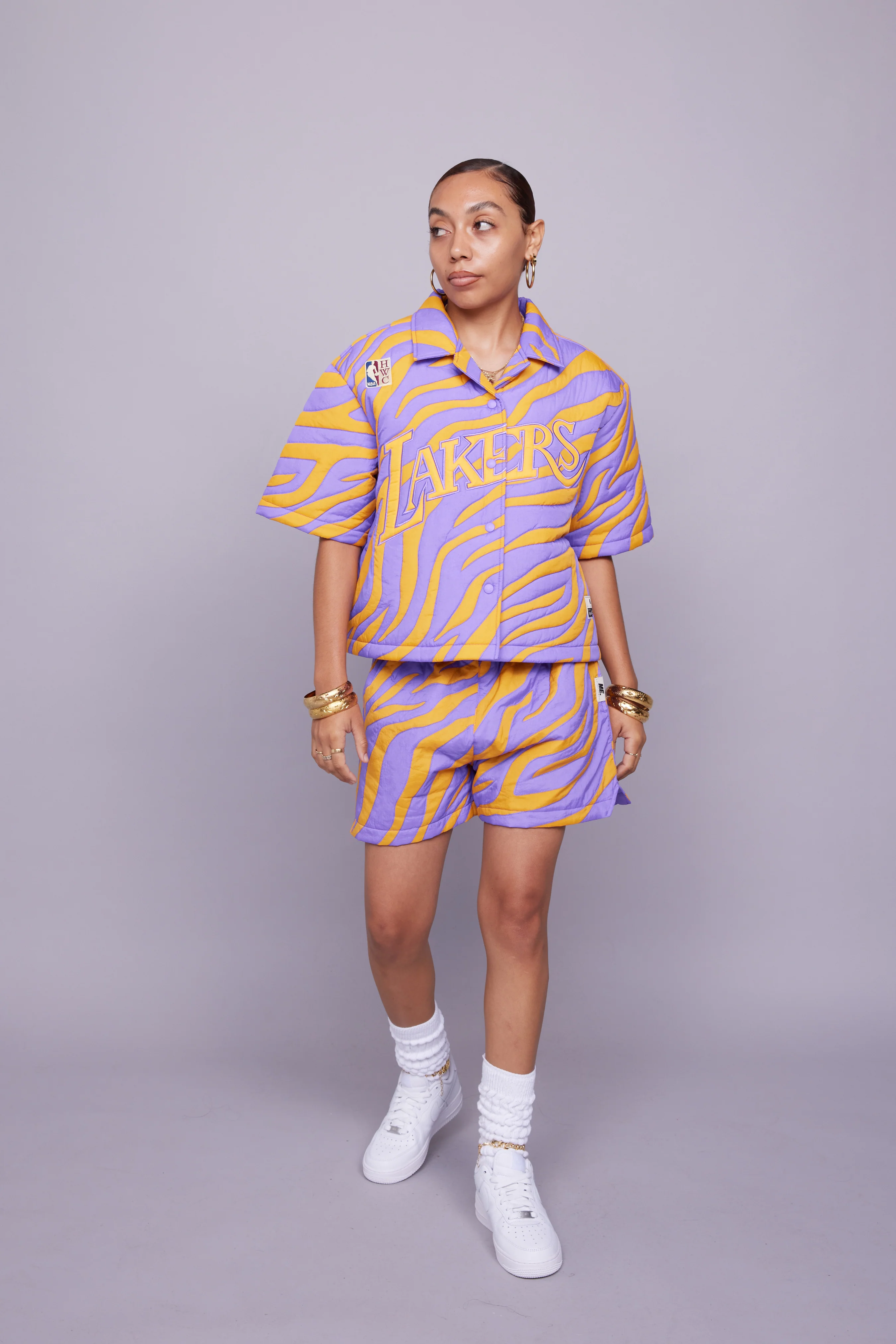 Lakers Nylon Quilted Puffer Shirt - Image 6