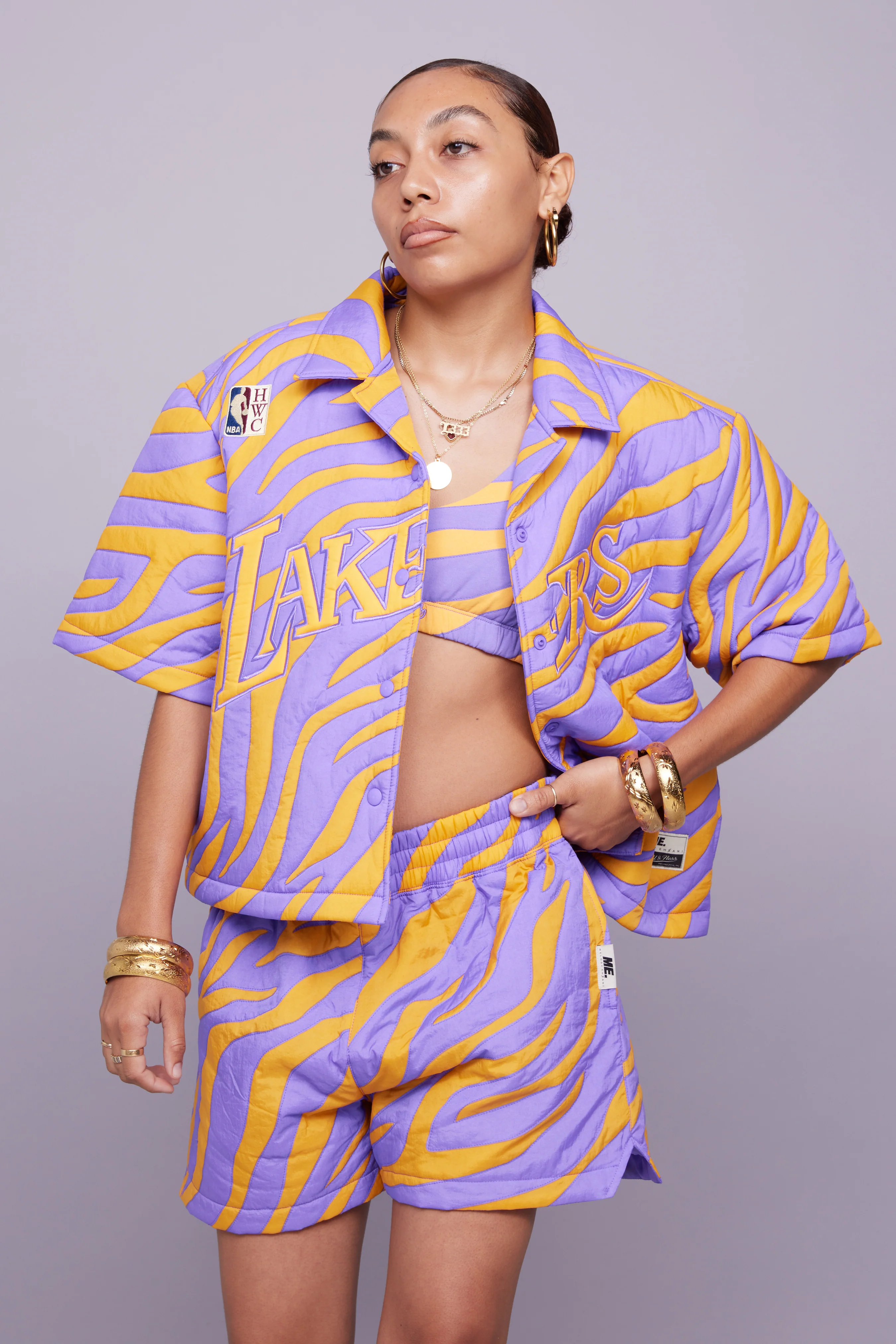 Lakers Nylon Quilted Puffer Shirt - Image 7