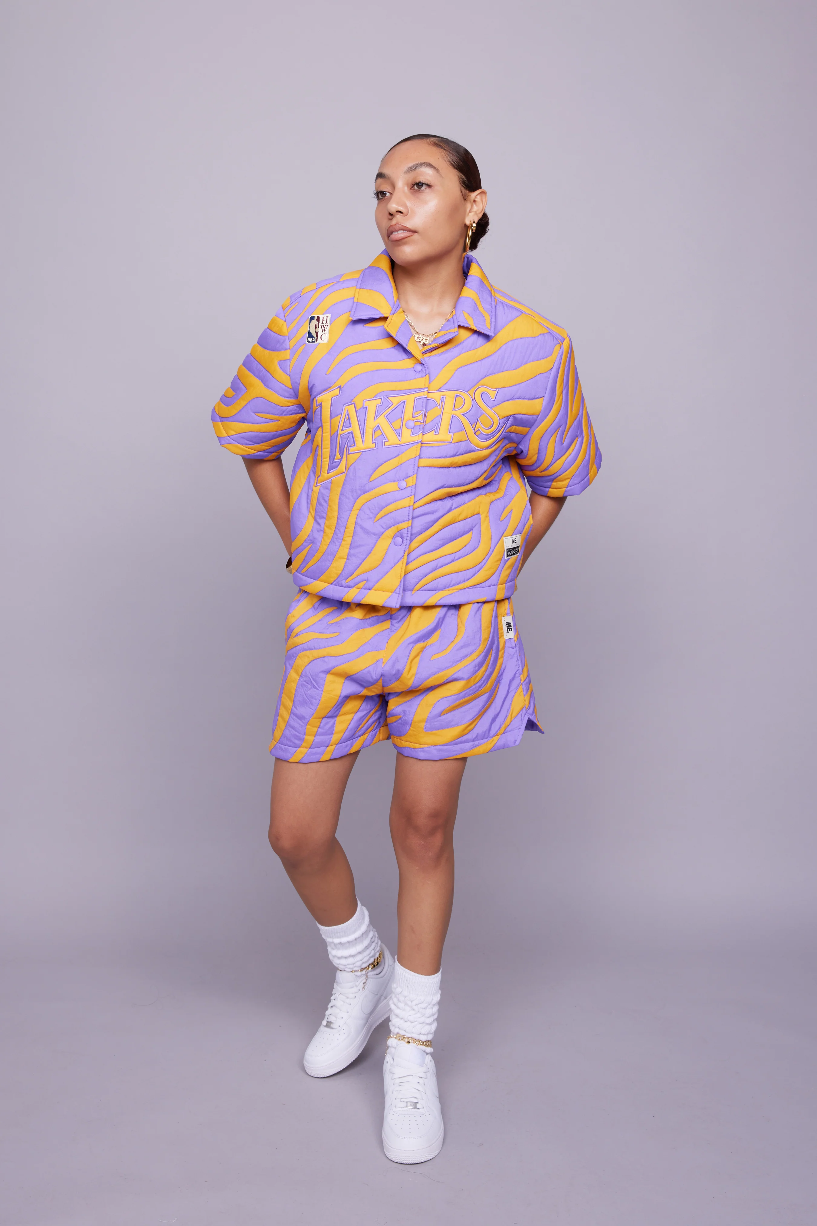 Lakers Nylon Quilted Puffer Shirt - Image 9