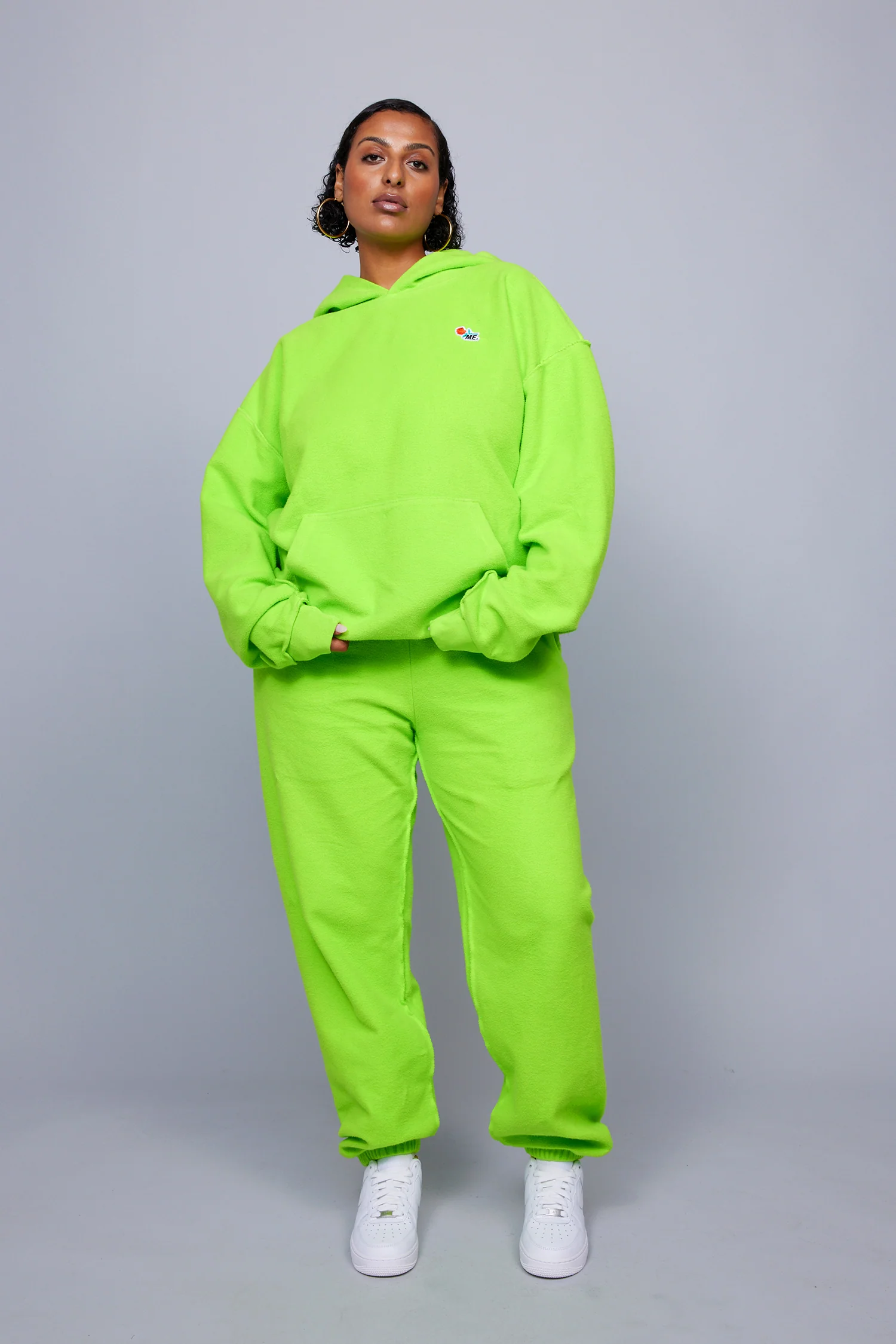 ME. Reverse Brushed Hoodie - Acid Lime - Image 2