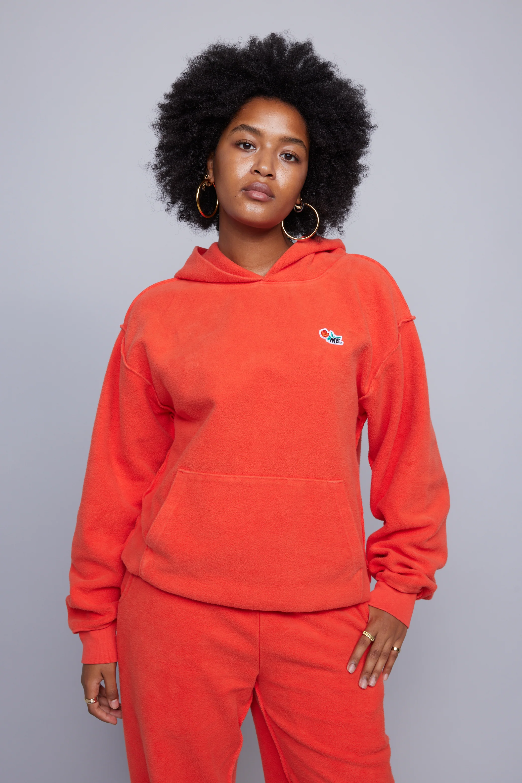 ME. Reverse Brushed Hoodie - Blood Orange - Image 2